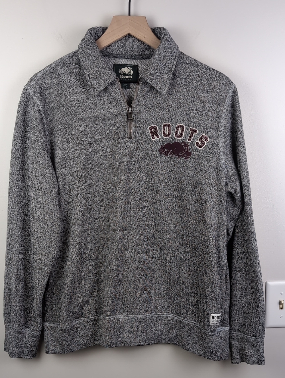 Roots | Heather Grey Quarter-Zip Pullover | Large